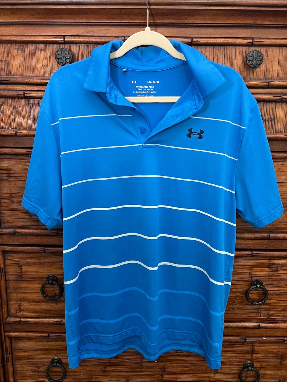 Under Armour Blue Striped Performance Polo